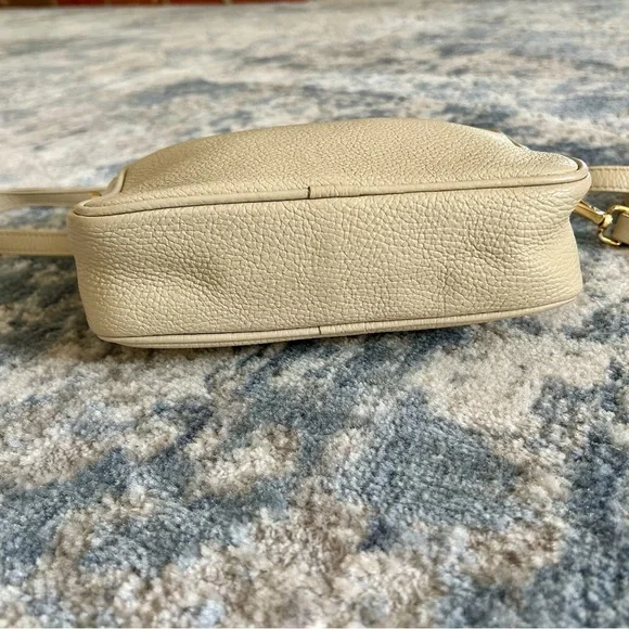 Quince Cream Textured Leather Crossbody Bag with Adjustable Strap - Picture 2 of 9
